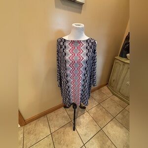 Alfani Women's Batwing Peep Shoulder Blouse W/ Silver Hardware Size 3X